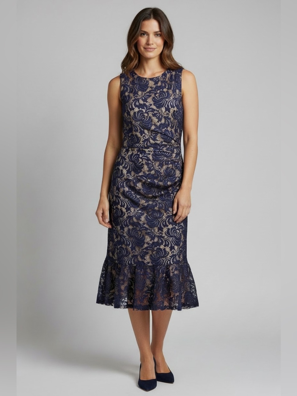 Eliza J Navy Lace Overlay Cocktail Dress Size 8